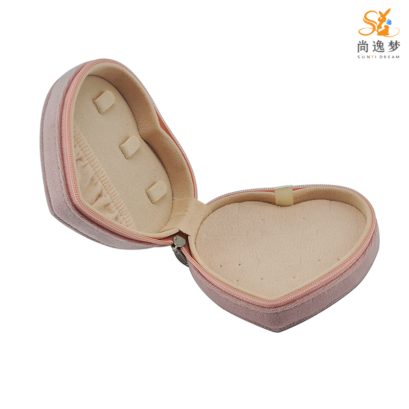 Love Heart Shape Velvet Women Girls Gift Jewelry Box